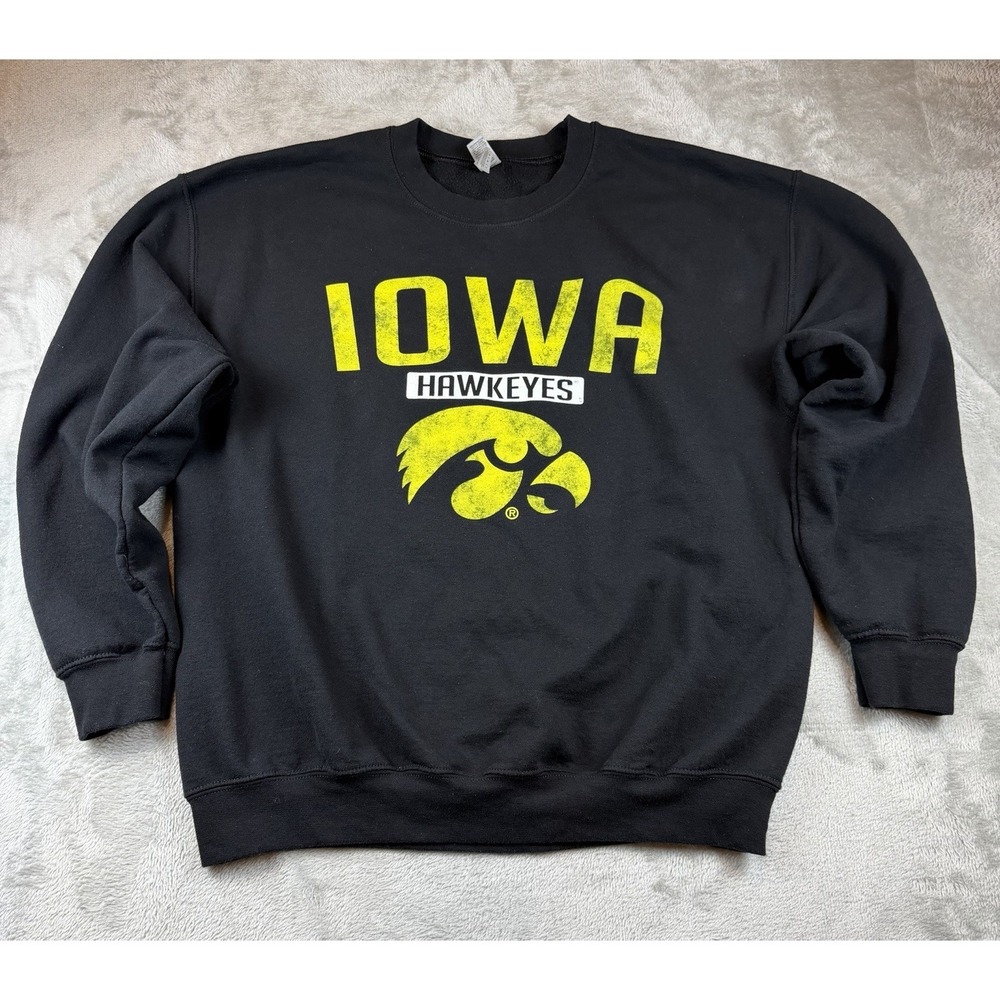 Iowa Hawkeyes Oversized Sweatshirt L Fits XL Boxy Y2K Black‎ Gidan Blend NCAA